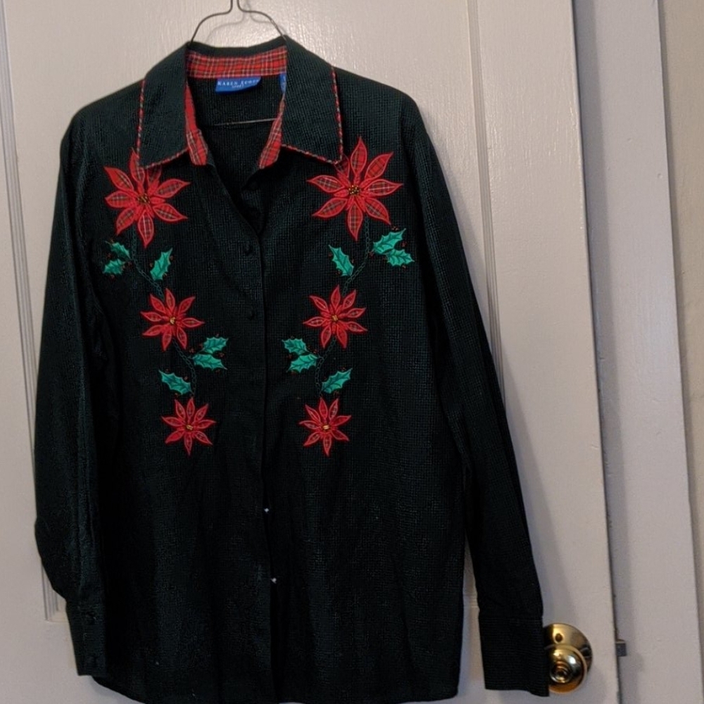 Holiday Christmas button down shirt